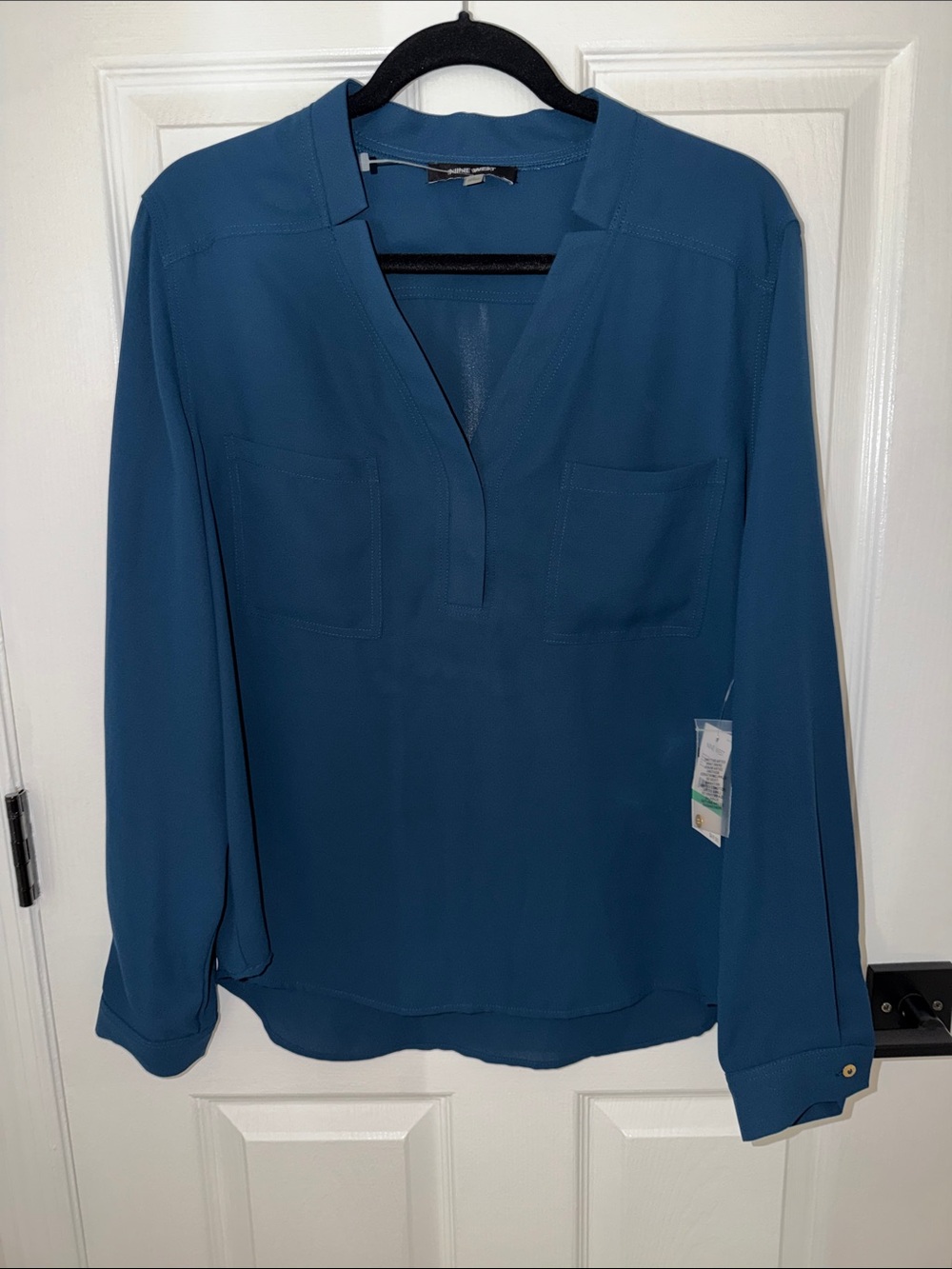 Nine West Teal V-Neck Long-Sleeve Tunic